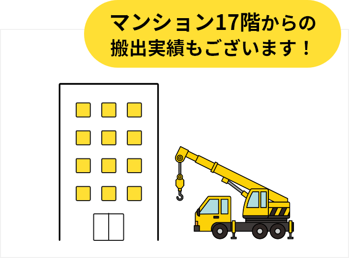 マンション17階からの搬出実績もございます！