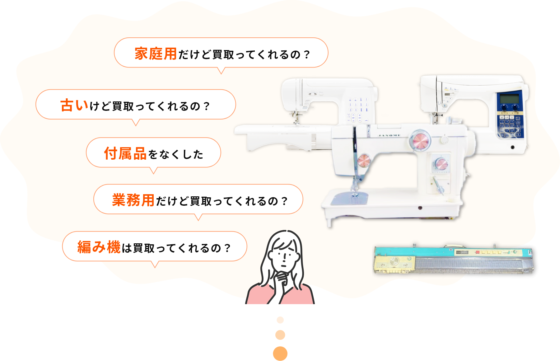 家庭用だけど買取ってくれるの？ 古いけど買取ってくれるの？ 付属品をなくした 業務用だけど買取ってくれるの？